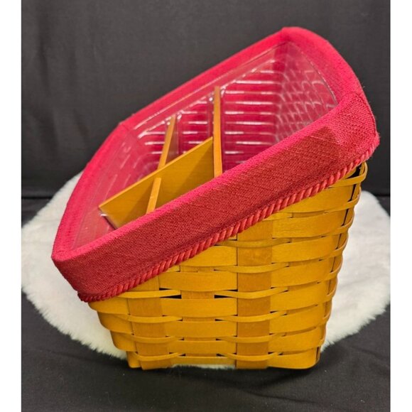 Longaberger Signed 2008 Large Desktop Basket Combo Dividers Red Liner & Protecto - Picture 6 of 12
